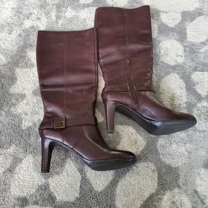ENZO ANGIOLINI EAPELLECHIA Brown Leather Tall Boots - 3½" Heel - Size 10M